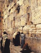 Gustav Bauernfeind The Wailing Wall, Jerusalem oil painting artist